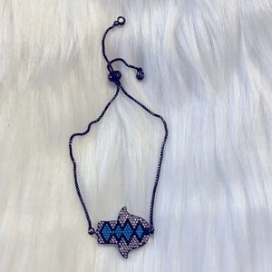Cubic zirconia hamsa bracelet